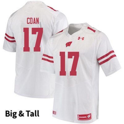 Men's Wisconsin Badgers NCAA #17 Jack Coan White Authentic Under Armour Big & Tall Stitched College Football Jersey YD31A77AT